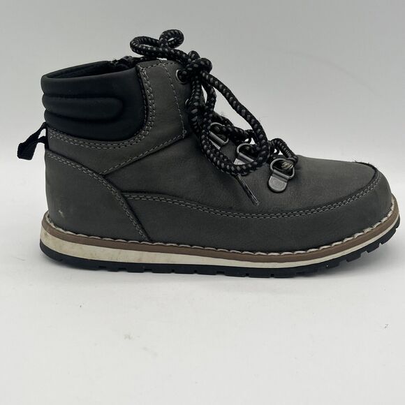 Size 10 Little Kid Childrens Place Boots Gray Suede Lace Up - Picture 9 of 12